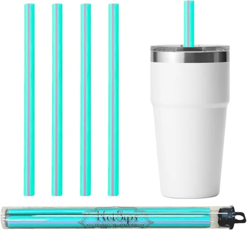 Pajitas reutilizables de forma ergonómica fabricadas en Estados Unidos, vasos y tazas 4 medianas de 8 a 20 onzas para uso en bebidas frías o Aqua