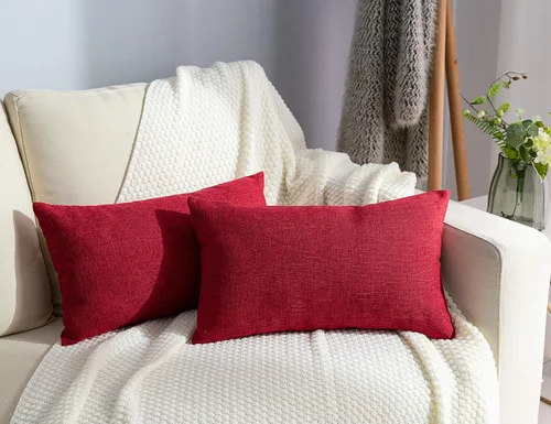 Miniatura 38 de Stellhome Juego de 2 fundas de almohada de lino para sofá, fundas de cojín decorativas sólidas de otoño para decoración del hogar, 16 x 16 pulgadas
