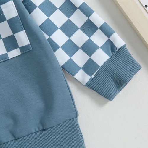 Miniatura 90 de Conjunto de ropa de otoño e invierno para bebé niño pequeño, sudadera de manga larga con colores contrastantes, pantalones elásticos para recién