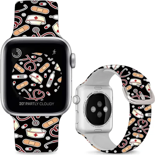 Miniatura 15 de Correas de silicona suaves compatibles con Apple Watch Band de 1.496 in 1.575 in 1.614 in 1.654 in 1.732 in 1.772 in 1.811 in 1.929 in, correa