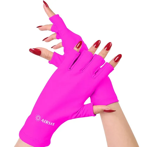 Miniatura 8 de AIRSEE Guantes de protección UV UPF 50+ de alta calidad para manicura de gel, diseño sin dedos para uso profesional solón y doméstico, anti UVA/UVB