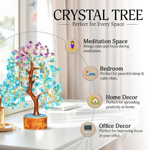 Miniatura 4 de YATSKIA Árbol de la vida de cristal de amatista y turquesa, decoración de cristal, regalos espirituales, regalos de cristales para mujeres, piedras