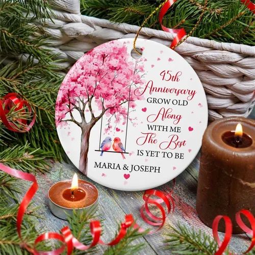 Miniatura 3 de Adorno personalizado de aniversario de boda para Mr & Mrs Married, 45 aniversario Grow Old Along with Me The Best is Yet to Be Ornament, adornos