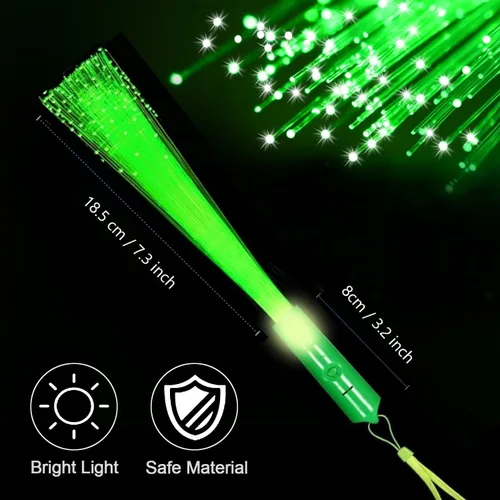 Miniatura 2 de Paquete de 24 Barras Luminosas Verdes de Fibra Óptica, Varitas Brillantes al Granel con 3 Modos Intermitentes para Navidad, Día de San Patricio