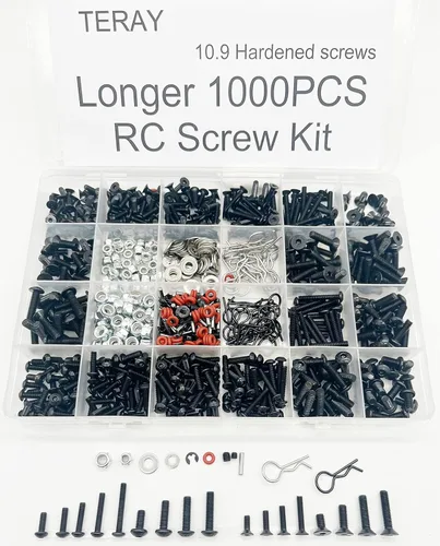 Juego de tornillos universales RC de 1000 piezas, juego surtido de tornillos, sujetadores de hardware para Traxxas Axial Redcat HPI Arrma SCX10 Losi