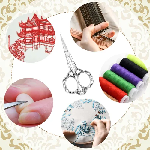 Miniatura 7 de Tijeras de bordado, tijeras vintage de ciruela, lindo estilo europeo vintage de 4.4 pulgadas para coser manualidades, herramientas de bricolaje