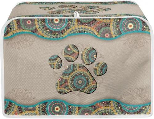 Tostadora de 2 rebanadas con estampado de mandala bohemio, cubierta a prueba de polvo con protección de huellas dactilares Pata de mandala boho -