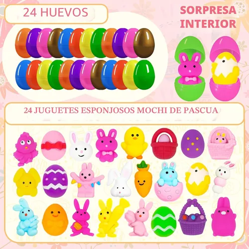 Miniatura 3 de 24 huevos de Pascua prellenados con juguetes esponjosos Mochi, huevos de plástico rellenos de Mochi Squishies para los sufrimientos de la cesta