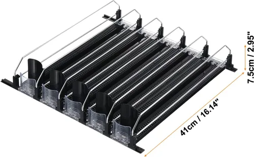 Miniatura 2 de METALLIXITY Organizador de latas de soda para refrigerador (16 x 2.9 pulgadas), 5 unidades, organizador de bebidas autoempujable para refrigerador