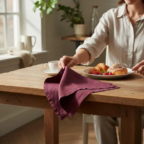 Miniatura 8 de Servilletas de lino con dobladillo calado – 20 pulgadas x 20 pulgadas – Servilletas de cena de tela de lino puro lavado a la piedra con esquinas