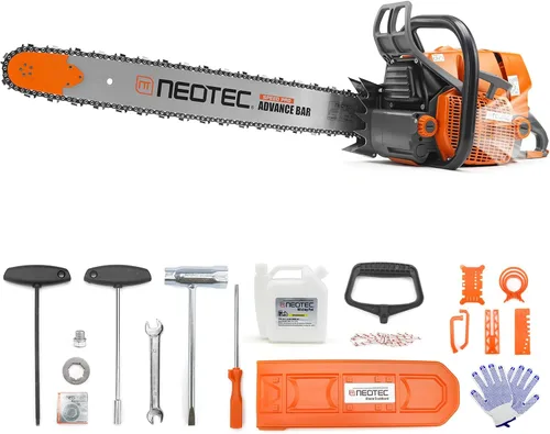 Miniatura 9 de NEO-TEC NS892V1 - Motosierra de gas de 92 cc con barra y cadena de 24 pulgadas, potencia de gasolina de 2 ciclos 5.2KW 7HP Motosierras de cadena