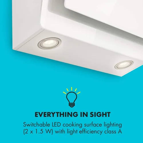 Miniatura 7 de Klarstein Campana extractora de cocina, pared con filtro, aluminio anti-grasa para lavavajillas, flujo de aire 607m³/h, LED, controles táctiles
