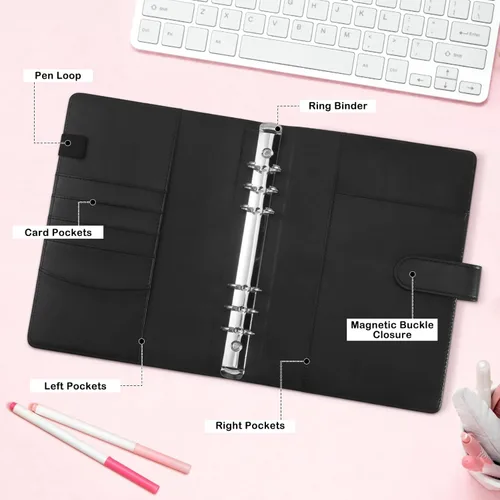 Miniatura 6 de Carpeta para tarjetas fotográficas A5 Kpop con 30 páginas de tarjetas de 4 bolsillos, 6 anillos A5 álbum coleccionador de tarjetas con 240 ranuras