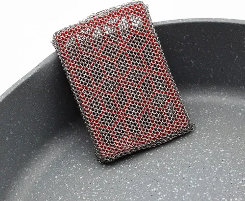 Miniatura 7 de Depurador de silicona integrado de acero inoxidable 316 extrafino, almohadillas de hierro fundido, limpiador de sartén/sartén