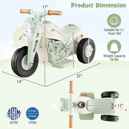 Miniatura 6 de Costzon Motocicleta Infantil, Motocicleta Eléctrica de 6V con Pilas, con Fabricante de Burbujas, Música, Faro LED, Hacia Adelante y Hacia Atrás