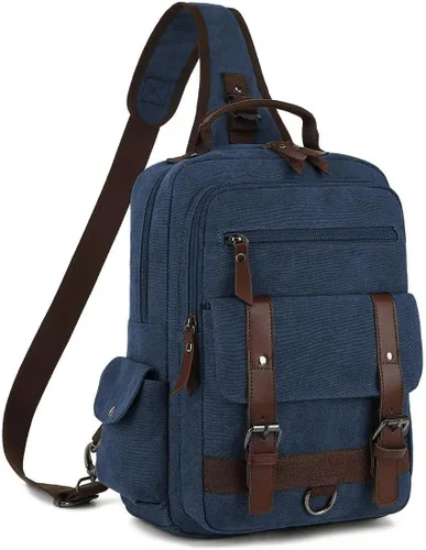 Miniatura 12 de Bolsa de mensajero vintage, mochila de lona para viajes, bolsa de hombro para hombre, bolsa de doble uso para transporte de mano y transporte