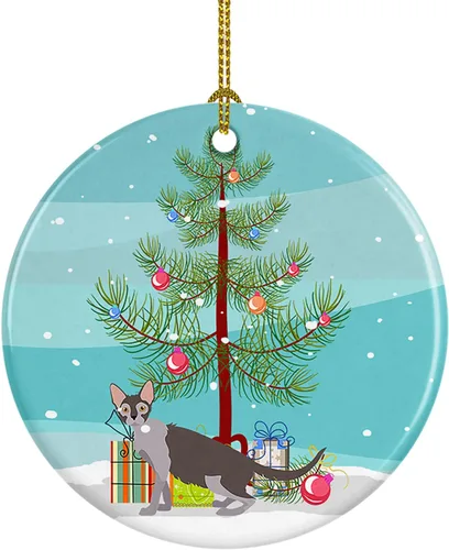 Miniatura 45 de Caroline's Treasures Adorno de cerámica con texto en inglés "Merry Christmas" para colgar en el árbol de Navidad, decoración para el hogar, Navidad