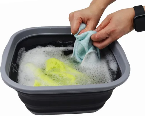 Miniatura 7 de SAMMART Tina plegable de 5.5 L (1.4 galones) - Tina plegable - Lavabo portátil - Tina de plástico que ahorra espacio (gris oscuro/negro, 1)