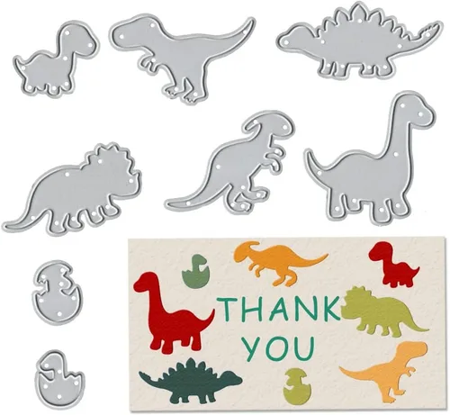 Estivaux Troqueles de dinosaurio para hacer tarjetas, huevos animales troquelados, plantillas, plantillas en relieve para álbumes de recortes,