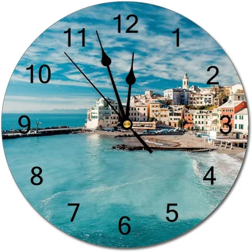 Miniatura 21 de Reloj de pared silencioso sin tictac de PVC, paisaje con hermosa puesta de sol en el campo C, funciona con pilas, 10 pulgadas (9.8 in), reloj