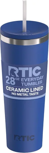 Miniatura 11 de RTIC Vaso Térmico Diario de 20 onzas de Acero Inoxidable Portátil con Aislamiento, Taza de Café de Viaje con Pajita, Forro de Cerámica, Tapa
