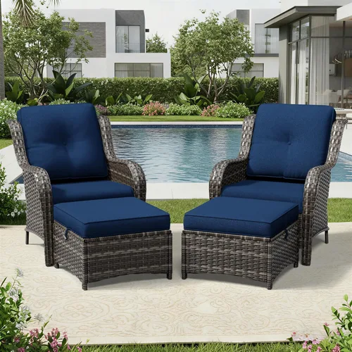 Miniatura 177 de Joyside Juego de sillas de mimbre para patio, juego de 3 piezas de mimbre para exteriores con 2 sillas reposabrazos y 1 mesa auxiliar para terraza