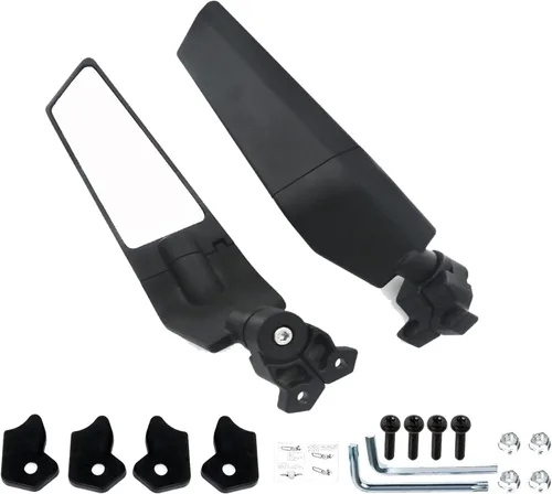 Miniatura 4 de Espejos de motocicleta ajustables de aluminio con aletas giratorias Stealth compatibles con Kawasaki Ninja 300 400 500 650 ZX6R Suzuki GSXR 600 750