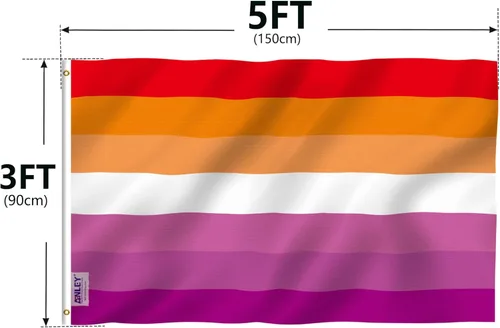 Miniatura 7 de Anley Fly Breeze - Bandera del orgullo lésbico al atardecer de 3 x 5 pies, color vivo y a prueba de decoloración, cabecera de lona y doble costura