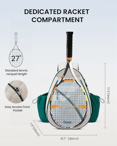 Miniatura 3 de Mochila de tenis Sucipi para mujeres y hombres, mochila para raquetas de tenis resistente al agua y lavable a máquina, bolsa deportiva ligera