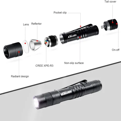 Miniatura 3 de Linternas LED, paquete de 2 linternas de bolsillo, mini luces de flash de alto lúmenes, pequeñas linternas tácticas, linternas de mano, 2 cortas