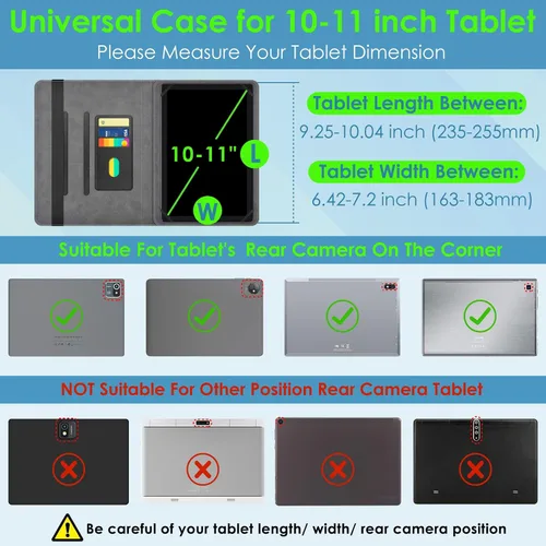 Miniatura 2 de DETUOSI Funda universal para tableta Android de 10.1 pulgadas, cubierta protectora de cuero, visión de 2 ángulos, con 3 ranuras para tarjetas, funda