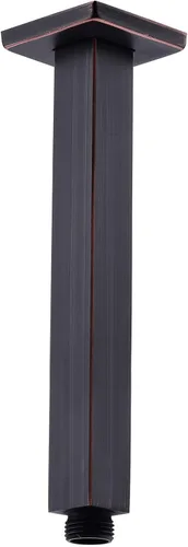 Miniatura 10 de Brazo de ducha cuadrado de 6 pulgadas con brida, brazo de extensión de cabezal de ducha de lluvia de repuesto negro mate de acero inoxidable