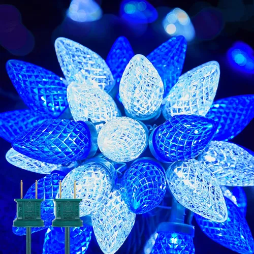 Miniatura 6 de Brightown C9 - Guirnalda de luces LED de Navidad, 33 pies, 50 luces LED impermeables de fresa