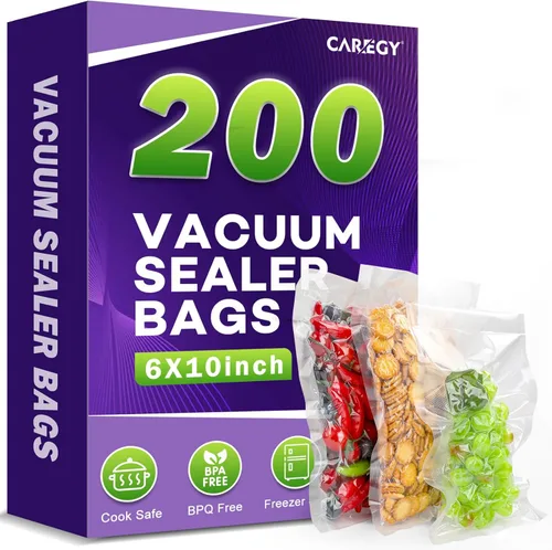 Miniatura 11 de CAREGY Bolsas selladoras al vacío de 200 cuartos de galón de 8 x 12 pulgadas sin BPA para almacenamiento de alimentos, preparación de comidas o al