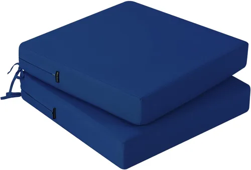 Miniatura 12 de idee-home Juego de 2 cojines para sillas de exterior, cojines de asiento impermeables para muebles de patio, almohadilla de repuesto para silla