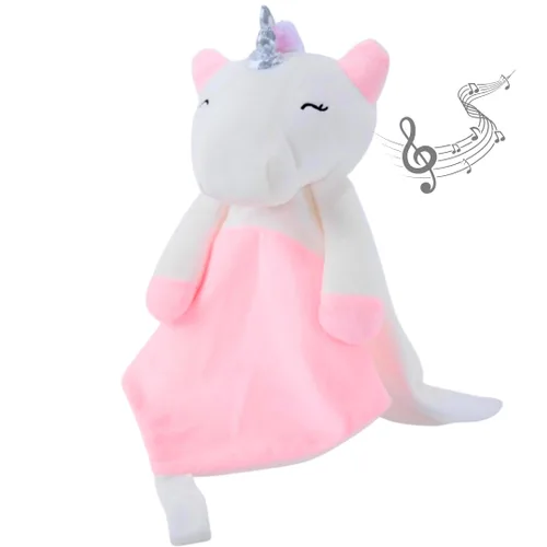 Miniatura 16 de Love By Emi Juguete para dormir 4 en 1 para bebé, máquina de sonido de animales de peluche y soporte para chupete, ruido blanco y música, manta