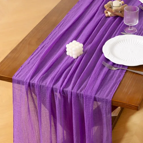 Miniatura 13 de Socomi Camino de mesa de gasa verde oliva de verano de 120 pulgadas, rústico bohemio, camino de tela de queso para bodas, fiestas, baby shower