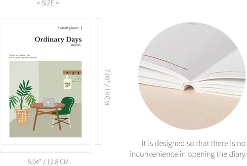 Miniatura 2 de Monolike Ordinary Days Diary Planificador de 6 Meses, Green day - Planificador Académico, Planificador Semanal y Mensual, Organizador