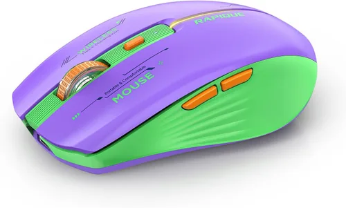 Miniatura 15 de RAPIQUE Ratón inalámbrico Bluetooth, recargable silencioso multidispositivo para computadora (modo tri: BT1/2+2.4Ghz) con receptor USB, ratón