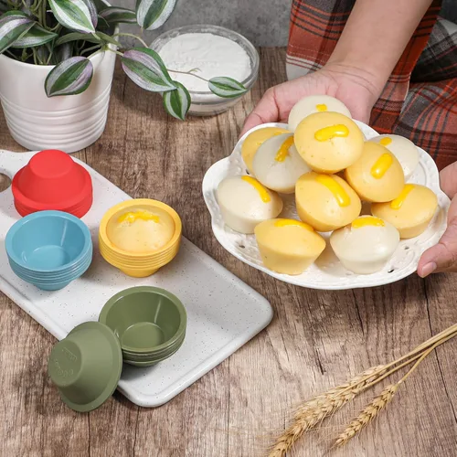 Miniatura 4 de Webake 24 piezas de silicona Puto Molder filipino de tamaño pequeño, 2.2 pulgadas de plástico de repuesto para hornear, molinillo Kutsinta
