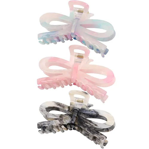 Miniatura 10 de Jayongnee - 3 pinzas para el cabello con lazo para mujer, pinzas antideslizantes para cabello fino o grueso, bonitos accesorios de mariposa