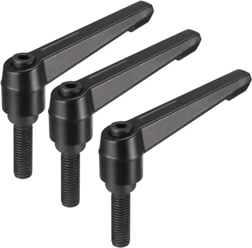 Miniatura 13 de uxcell M6 x 0.787 in Mango de palanca de sujeción ajustable Rosca Botón de trinquete macho roscado Perillas de bloqueo Tornillo giratorio Perno