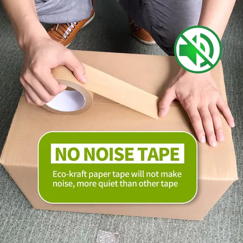 Miniatura 4 de TAPEBEAR Cinta de papel kraft ecológica, cinta de papel kraft biodegradable, cinta de embalaje writable reciclable, superficie sin revestimiento