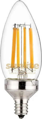 Miniatura 7 de Sunlite 81336 Bombilla LED Edison B11 con punta de torpedo, 7.5 vatios (equivalente a 60 W) 810 lúmenes, base de candelabro E12, regulable