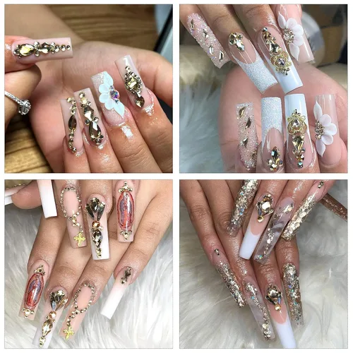 Miniatura 6 de Diamantes de imitación dorados para uñas, 7220 piezas de diamantes de imitación para uñas, accesorios para decoración de uñas