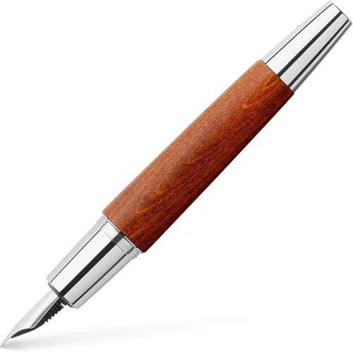 Faber-Castell e-motion Pluma estilográfica, Madera y Cromo Marrón - Fina Madera de pera marrón.
