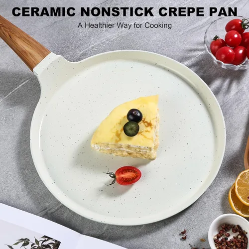 Miniatura 3 de Sartén para crepas, sartén Dosa de cerámica de 11 pulgadas, antiadherente Dosa Tawa para todas las estufas, sartén para tortillas, sartén