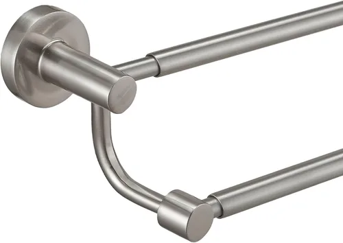 BESy Toallero de baño doble ajustable de 16 a 26 pulgadas para baño, soporte de toalla de acero inoxidable SUS304, soporte de pared estilo hotel con