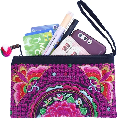 Miniatura 15 de Sabai Jai - Bolso de pulsera para teléfono inteligente - Carteras de embrague bordadas a mano Boho