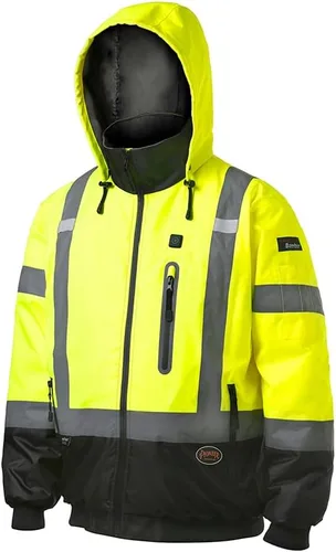 Pioneer Hi Vis - Chaqueta bomber de seguridad climatizada impermeable - Equipo de lluvia de invierno clase 3 para hombres - Cinta reflectante -